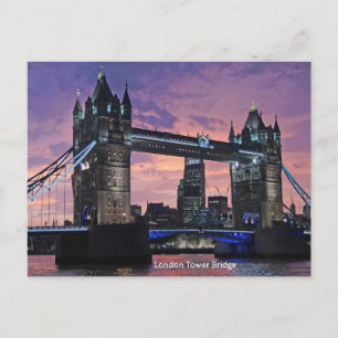 London Tower Bridge Sunset Postcard