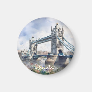  London Tower Bridge Travel Watercolor Magnet