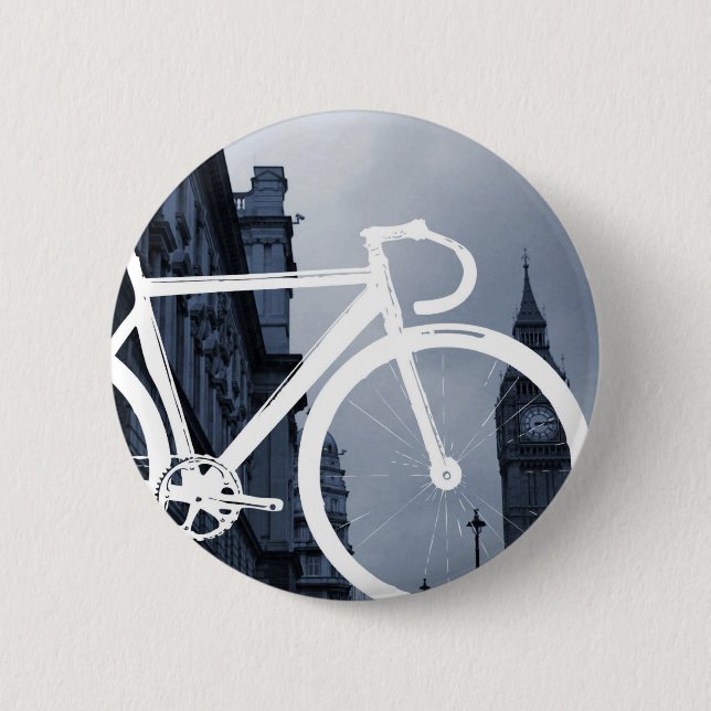 London Track Bicycle 6 Cm Round Badge (Front)