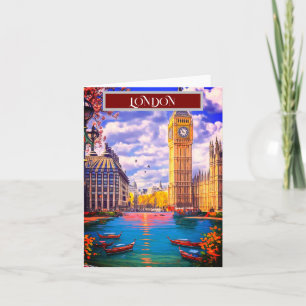 London Travel Postcard Art, London Travel Art, Eng