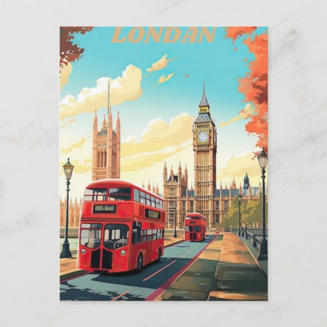 London Travel Postcard Art, London Travel Art, Eng (Front)