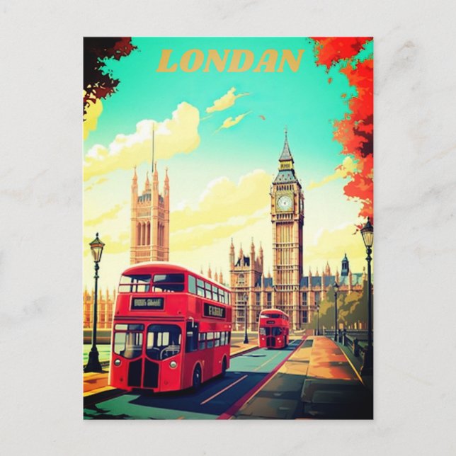 London Travel Postcard Art, London Travel Art, Eng (Front)