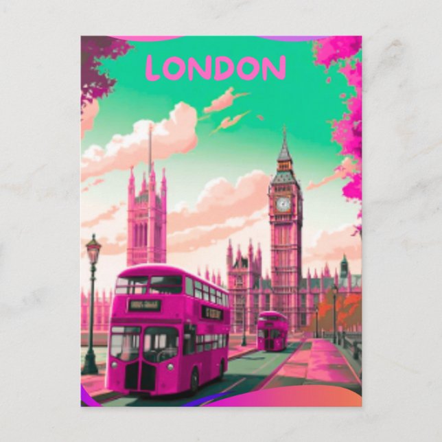 London Travel Postcard Art, London Travel Art, Eng (Front)