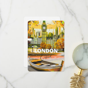 London Travel Postcard Art, London Travel Art, Eng