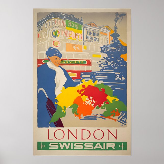 London Travel Poster England Art Print SWISS Touri (Front)