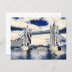 London Travel Vacation Watercolor Art Postcard