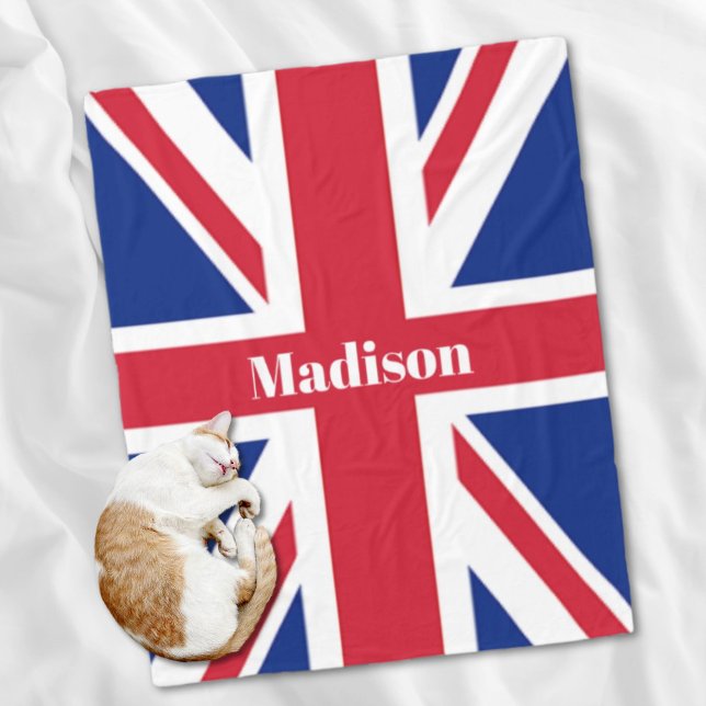 London UK British Flag Custom Name Union Jack  Fleece Blanket (London UK British Flag Custom Name Union Jack Fleece Blanket)