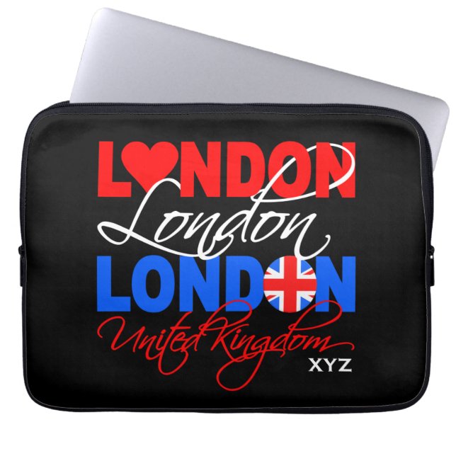 London UK custom monogram laptop sleeves (Front)