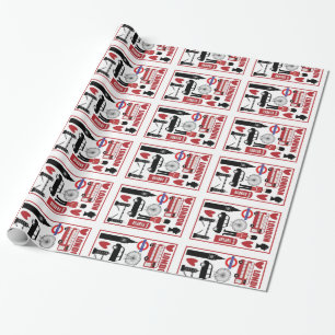 London UK Icons Gift Wrap, Red, Black, Union Jack Wrapping Paper