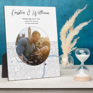 London UK Map Wedding Engagement Photo Gift Plaque