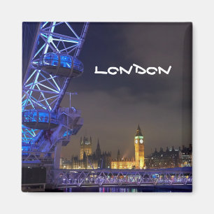 London UK Night Landscape London Eye View Magnet