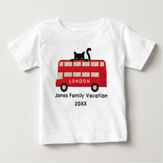 London UK Red Bus Cat family vacation keepsake  Baby T-Shirt