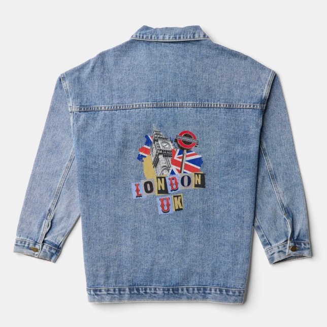 London UK retro style design Denim Jacket (Back)
