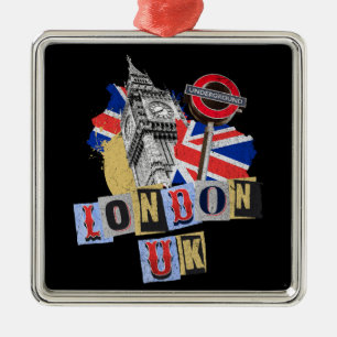 London UK retro style design Metal Ornament