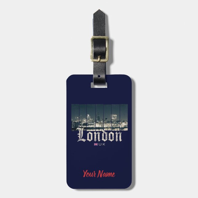 London Uk Skyline United Kingdom England vintage Luggage Tag (Front Vertical)
