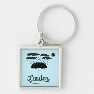 London Under An Umbrella Key Ring