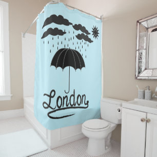London Under An Umbrella Shower Curtain