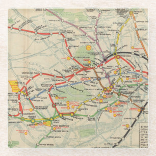 London Underground Railways Map Glass Coaster