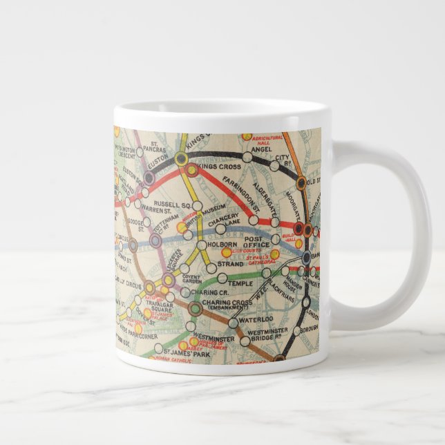 London Underground Railways Map Large Coffee Mug (Right)