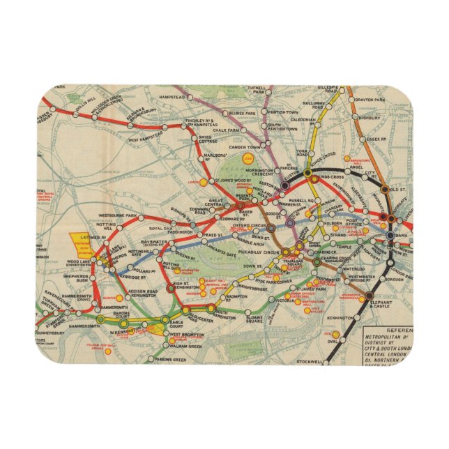 London Underground Railways Map Magnet (Horizontal)