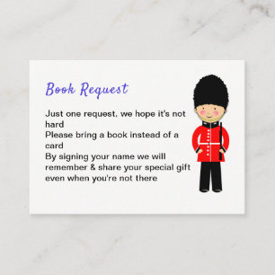 London Union Jack Theme Baby Shower Book Request Enclosure Card