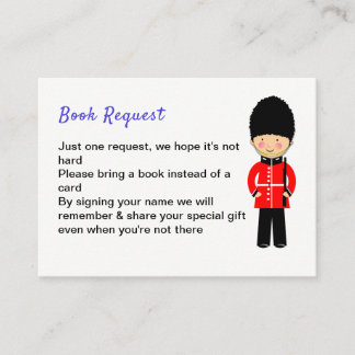 London Union Jack Theme Baby Shower Book Request Enclosure Card