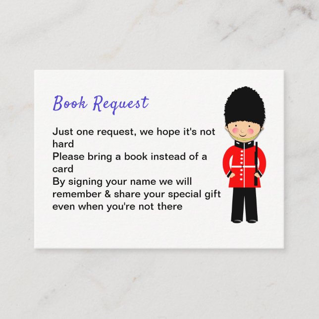 London Union Jack Theme Baby Shower Book Request Enclosure Card (Front)