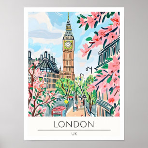 London United Kingdom Art Illustration Travel Poster