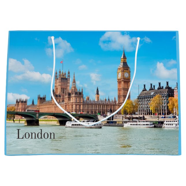 London, United Kingdom Big Ben View   Large Gift Bag (Front)