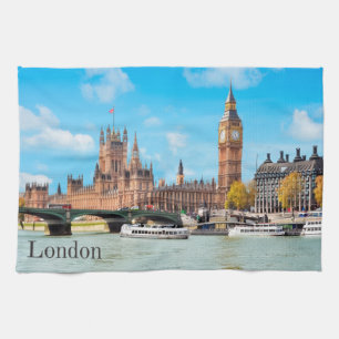 London, United Kingdom Big Ben View     Tea Towel