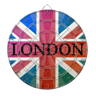 LONDON Vintage Classic United Kingdom Flag Design Dartboard