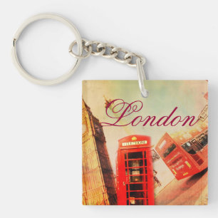 London vintage key ring