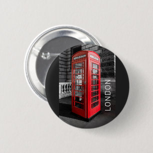 London Vintage Phone Box UK Retro Telephone 6 Cm Round Badge