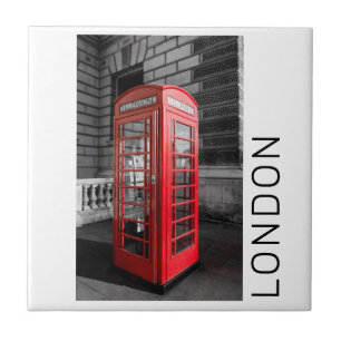 London Vintage Phone Box UK Retro Telephone Ceramic Tile