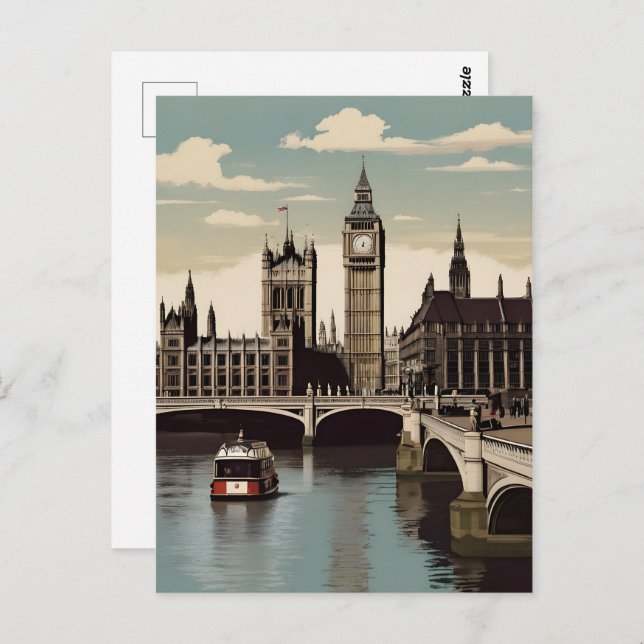 London vintage poster postcard (Front/Back)