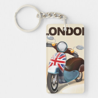 London vintage scooter union jack travel poster. key ring