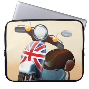 London vintage scooter union jack travel poster. laptop sleeve