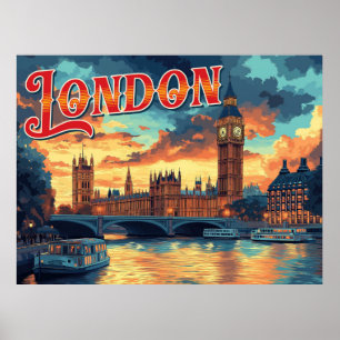 London Vintage Travel Poster