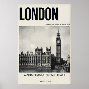 London Wall Art Print Black & White Westminster