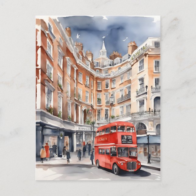 London watercolor art postcard (Front)