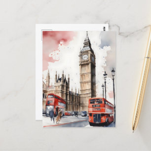 London watercolor art postcard
