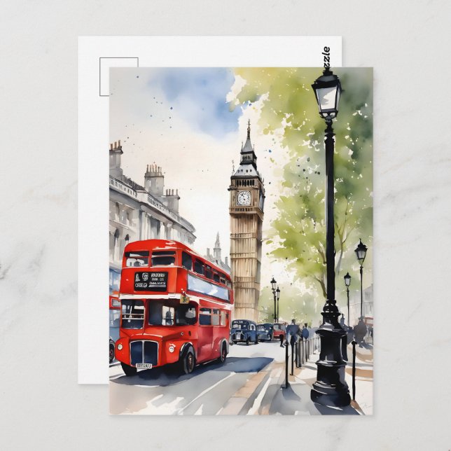 London watercolor art postcard (Front/Back)