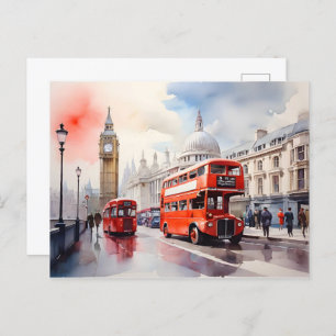 London watercolor art postcard