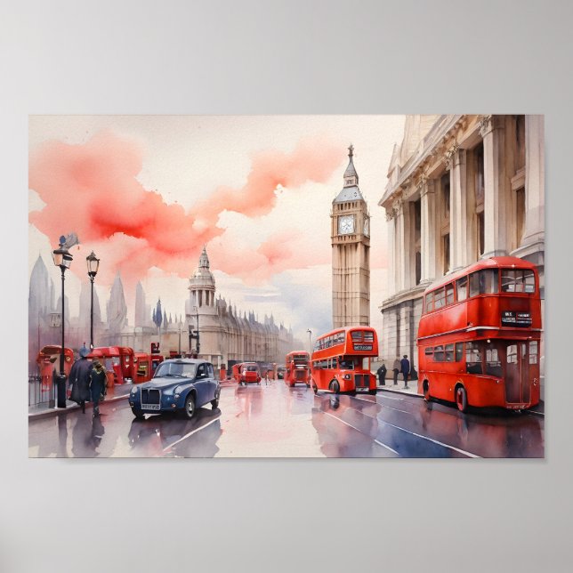 London watercolor art  poster (Front)