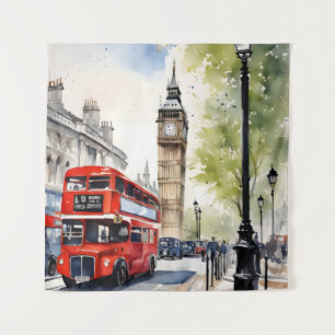 London watercolor art tapestry