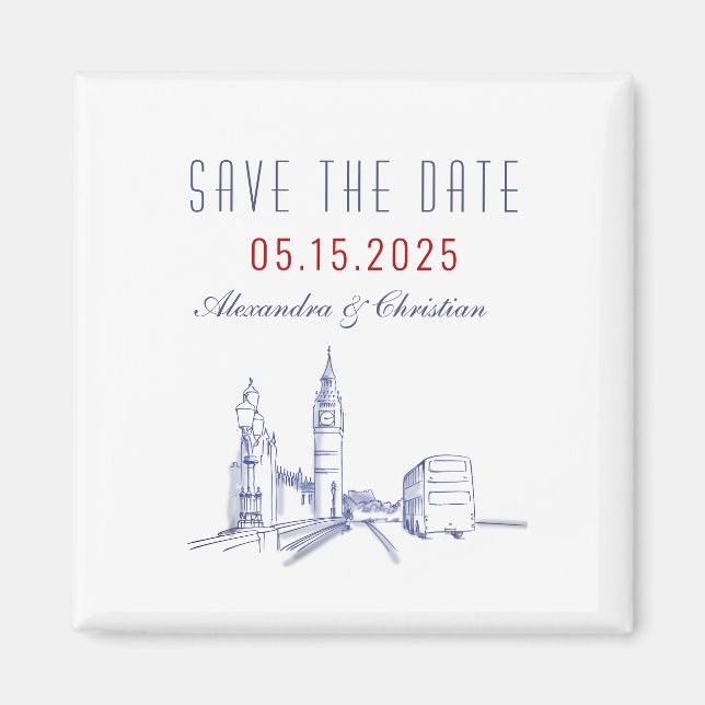London Wedding Save The Date Invitation Magnet (Front)