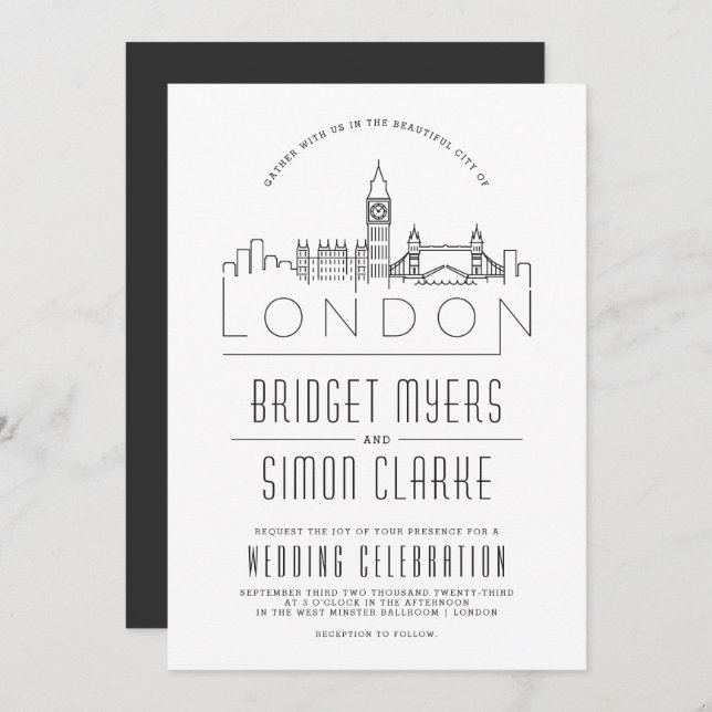 London Wedding | Stylised Skyline Invitation (Front/Back)