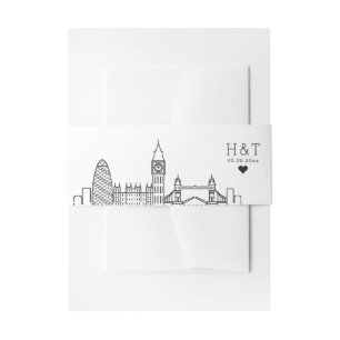 London Wedding   Stylised Skyline Monogram Invite Invitation Belly Band