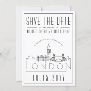 London Wedding   Stylised Skyline Save the Date Invitation