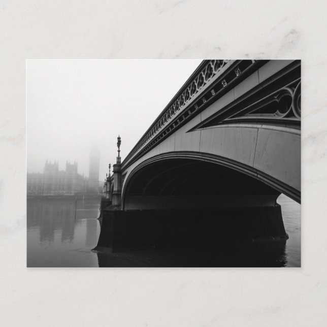 London Westminster Bridge in Thick Fog postcard (Front)